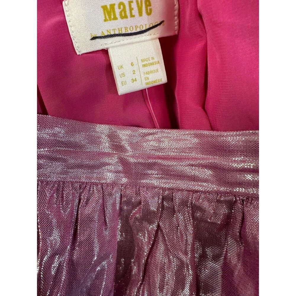 Anthropologie Maeve Alicia Crinkled Metallic Maxi Skirt Size 2 - Picture 7 of 7